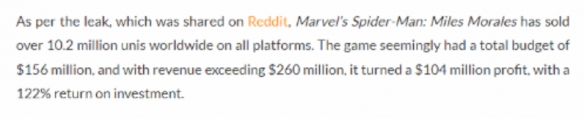 《漫威蜘蛛侠迈尔斯》游戏全球销量超1020万
