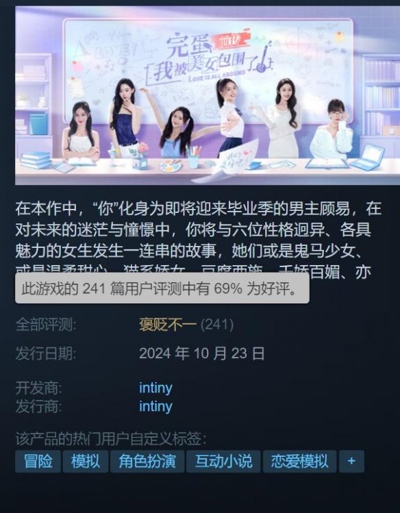 《完蛋美女前传》登陆Steam后褒贬难调，角色妆容遭玩家诟病